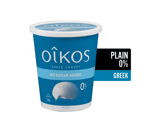 Oikos Fat Free Greek Yogurt, Plain, No Added Sugar - 750 g