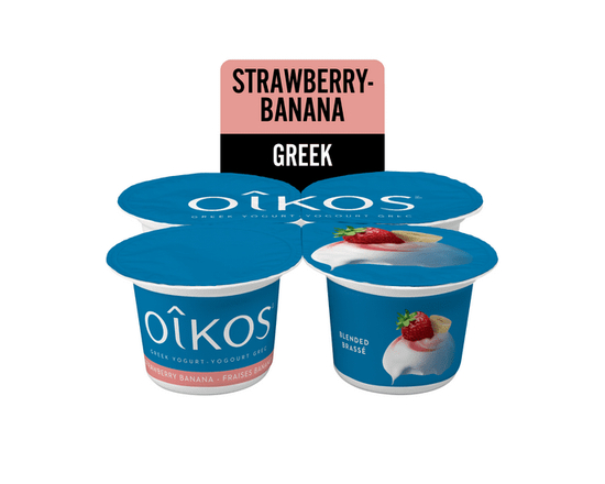 Oikos Greek Yogurt, Strawberry, Blended, 2% M.F, 4x100g - 100g