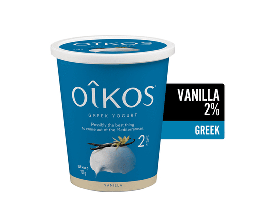 Oikos Greek Yogurt, Vanilla, Blended, 2% M.F. - 750g
