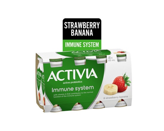 Activia Probiotic Yogurt Drink, Strawberry-Banana, Immune System, 8x93ml - 93 mL