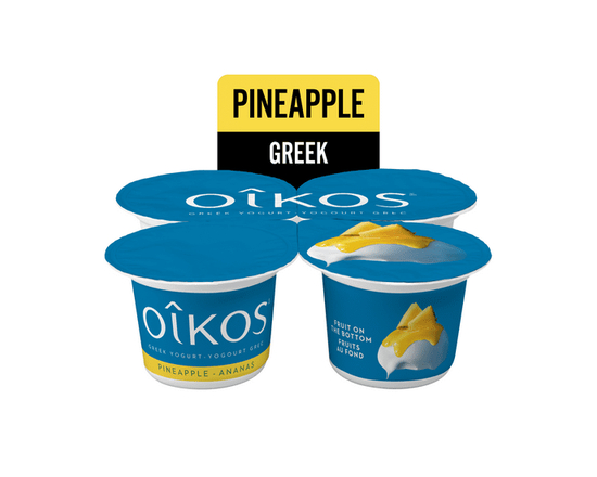 Oikos Greek Yogurt, Pineapple, Fruit on the Bottom, 2% M.F, 4x100g - 4x100g