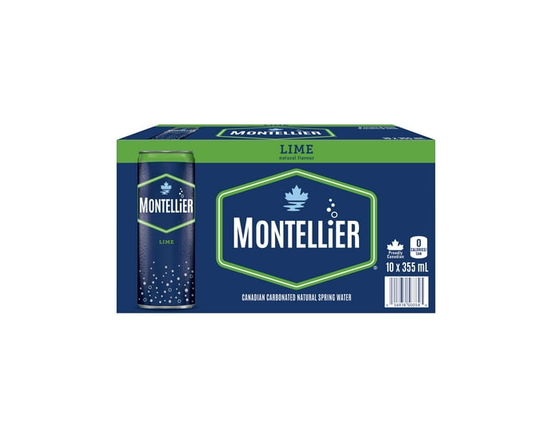 Montellier Lime Natural Spring Water 10 x 355 mL, Cans - 10 x 355 mL