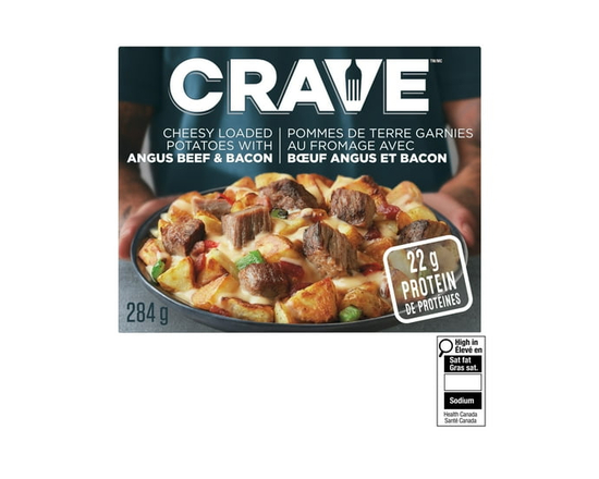 CRAVE Cheesy Loaded Potatoes with Angus Beef Frozen Meal, 284 gr Box - 284 g