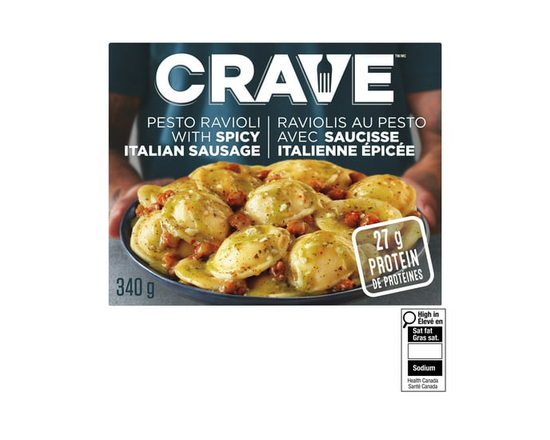 CRAVE Pesto Ravioli with Spicy Italian Sausage - 340 g