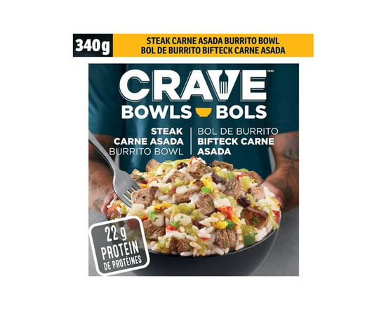 CRAVE Steak Carne Asada Burrito Bowl, 340 g Box, CRAVE CARNE ASADA BURRITO BOWL - 340G