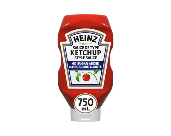 Heinz Tomato No Sugar Added Ketchup, 750 mL Squeeze Bottle - 750 mL