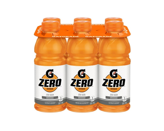Gatorade Zéro Orange Boisson Électrolytique 6 x 591 mL, Bouteilles - 6x591mL