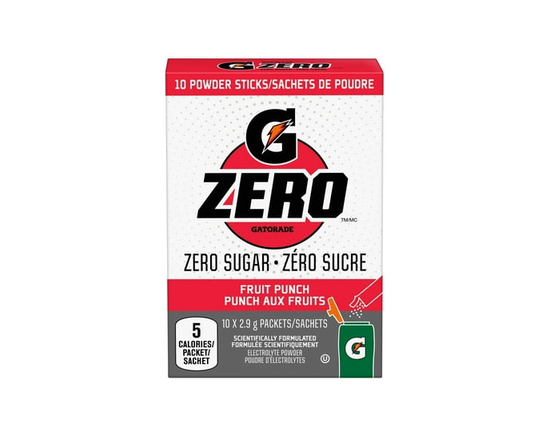 Gatorade Zero Sugar Fruit Punch Electorlyte Powder 10 x 2.9g, Packets - 10 x 2.9 g