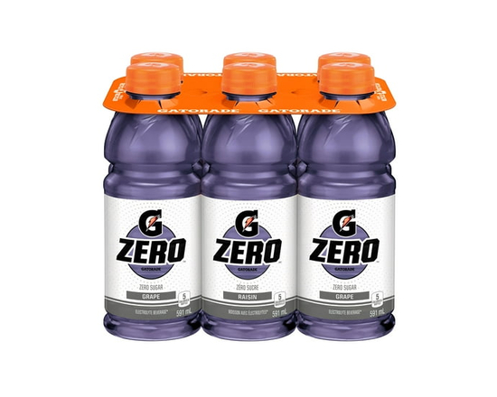 Gatorade Zéro Sucre Raisin Boisson Électrolytique 6 x 591 mL, Bouteilles - 591ml