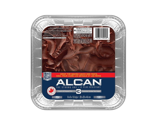 Alcan Ustensile de Cuisson en Aluminium Extra Fort, Carré, Plat Tout Usage - 20 x 20 x 4,6 cm (8 x 8 x 1,8 Po)
