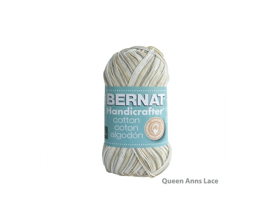Bernat Handicrafter Cotton Variegates #4 Medium Cotton Yarn, Queen Anne's Lace 12oz/340g, 573 Yards