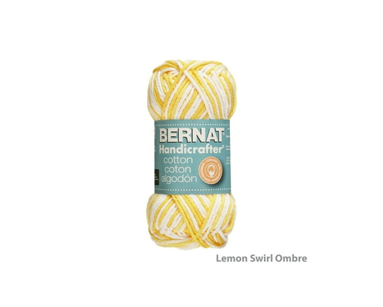Bernat® Handicrafter® Ombre Yarn, Cotton #4 Medium, 1.5oz/42.5g, 68 Yards - 1.5 oz (Lemon Swirl Ombre)