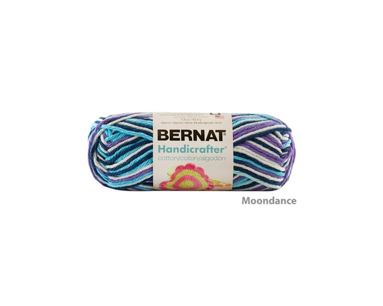 Bernat® Handicrafter® Ombre Yarn, Cotton #4 Medium, 1.5oz/42.5g, 68 Yards - 1.5 oz (Moondance Ombre)