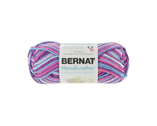 Bernat® Handicrafter® Ombre Yarn, Cotton #4 Medium, 1.5oz/42.5g, 68 Yards - 1.5 oz (Purple Perk Ombre)