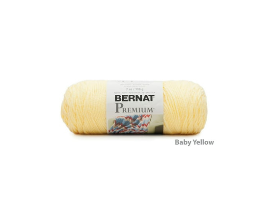 "Bernat® Fil Premium™, Acrylique #4 Moyen, 7oz/198g, 360 Yards" (Jaune bébé)