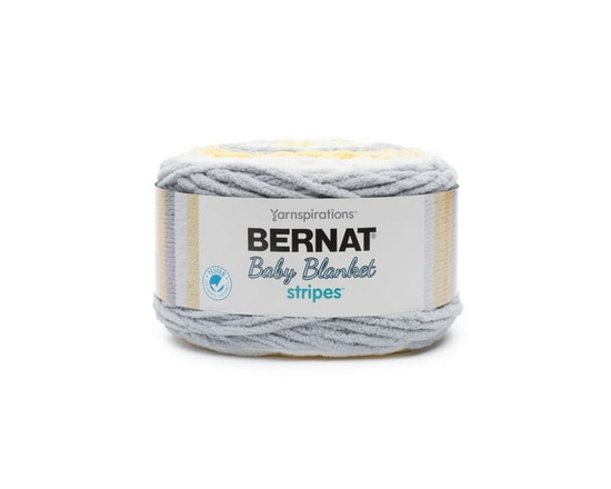 Bernat® Baby Blanket Stripes™ Yarn, Polyester #6 Super Bulky, 10.5oz/300g, 220 Yards - 10.5 oz. (Sunshine)