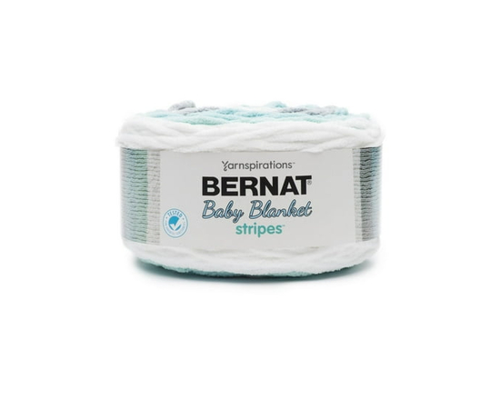 Bernat® Baby Blanket Stripes™ Yarn, Polyester #6 Super Bulky, 10.5oz/300g, 220 Yards - 10.5 oz. (Seaglass)