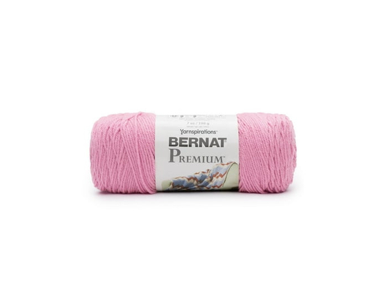 "Bernat® Fil Premium™, Acrylique #4 Moyen, 7oz/198g, 360 Yards" (Macaron rose)