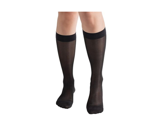 BIOS Living Compression Sheer Hosiery, Knee Length in Black, Size Medium, Moderate Compression (15-20mmHg)
