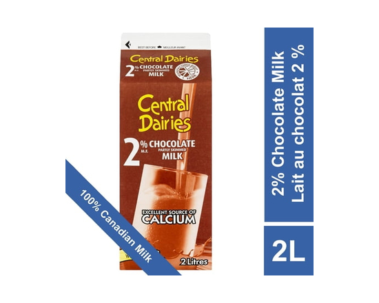 Central Dairies Chocolate Partly Skimmed 2% Milk - 2L
