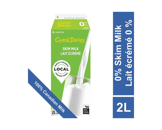 Central Dairies Skim 0% Milk - 2L