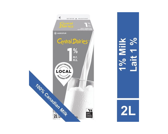 Central Dairies Partly Skimmed 1% Milk - 2L