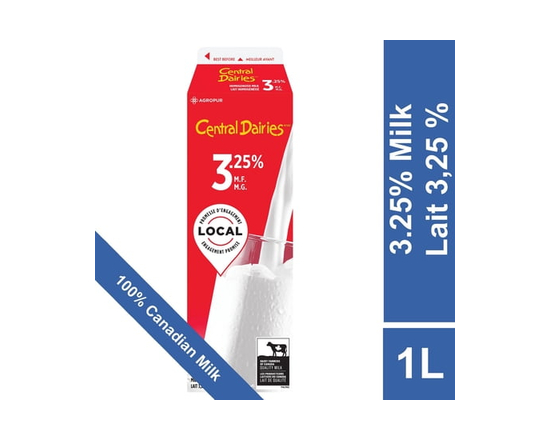 Central Dairies Homogenized 3.25% Milk - 1 litre