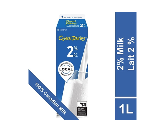 Central Dairies Partly Skimmed 2% Milk - 1 litre
