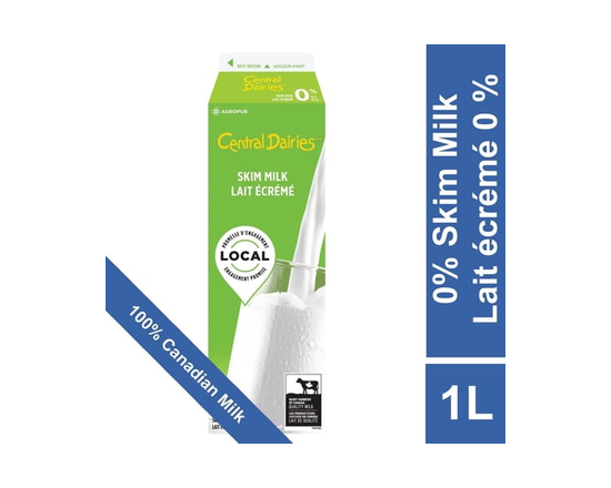 Central Dairies Skim 0% Milk - 1 litre