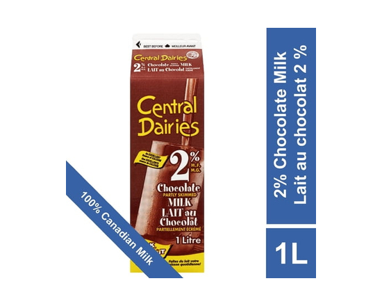 Central Dairies Chocolate Partly Skimmed 2% Milk - 1 litre