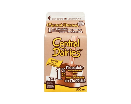 Central Dairies Chocolate Partly Skimmed 1% Milk - 500 ml