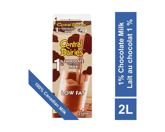 Central Dairies Chocolate Partly Skimmed 1% Milk - 2L