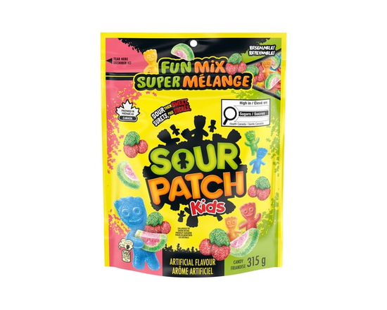 Sour Patch Kids, Fun Mix Candy, Variety Pack, Resealable Bag, Gummy Candy, Sour then Sweet - 315 g