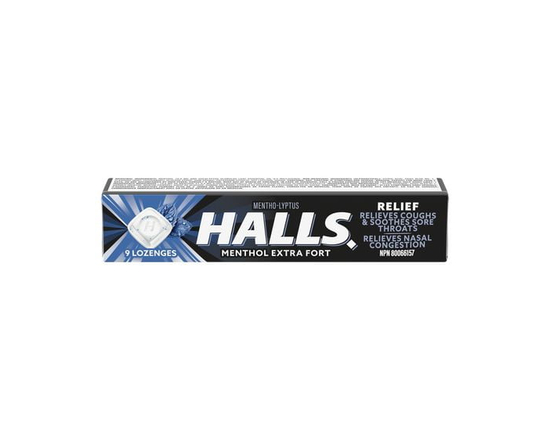 HALLS No Sugar Added Extra Strong, Cough Drops, Throat Lozenges, Sore Throat Relief