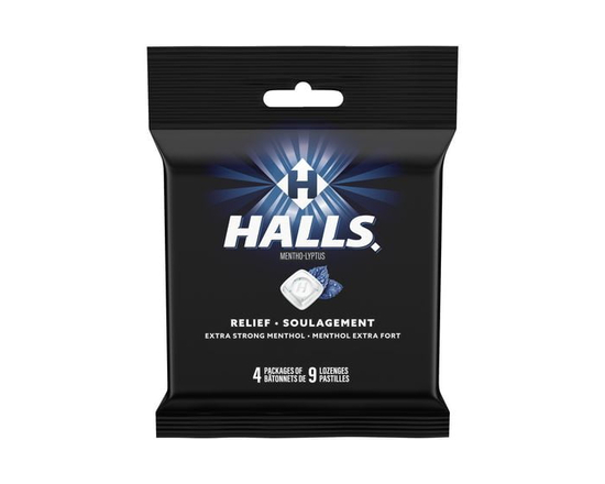 HALLS Extra Strong Menthol Cough Drops, Throat Lozenges, Sore Throat Relief, Mentho-Lyptus