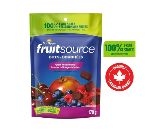 Bouchées Fruitsource SunRype aux fruits à 100 % Pomme et mélange de baies - 170 g