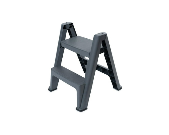 Mistral® Plastic Folding 2-Step Stool Grey