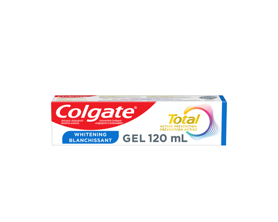 Colgate Total Active Prevention Whitening Toothpaste Gel, Mint, 170 mL - 120 mL