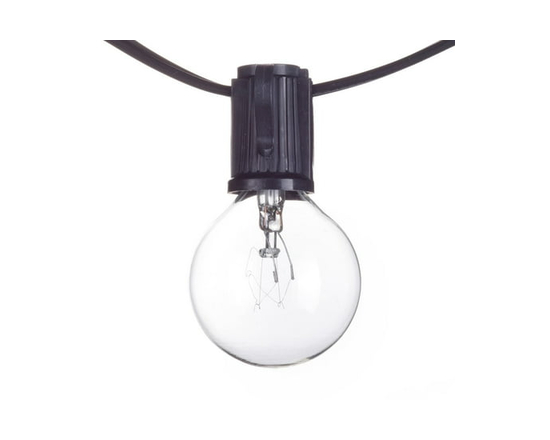 Monaco 25ft Indoor/Outdoor Plug-In String Light, Black Cord, M/F Plugs, Bulbs Included