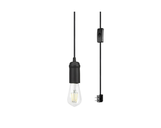 1-Light Black Plug-In/Hardwire Pendant Lighting - One Size