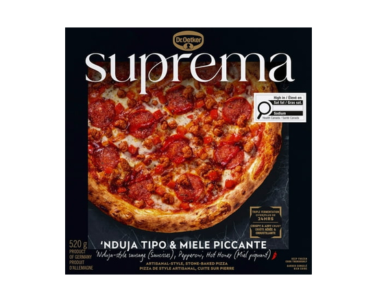 Dr. Oetker Suprema 'Nduja Tipo & Miele Piccante Frozen Neapolitan Pizza - 520G, Suprema - 520G 'Nduja Tipo - 1x520G Pizza
