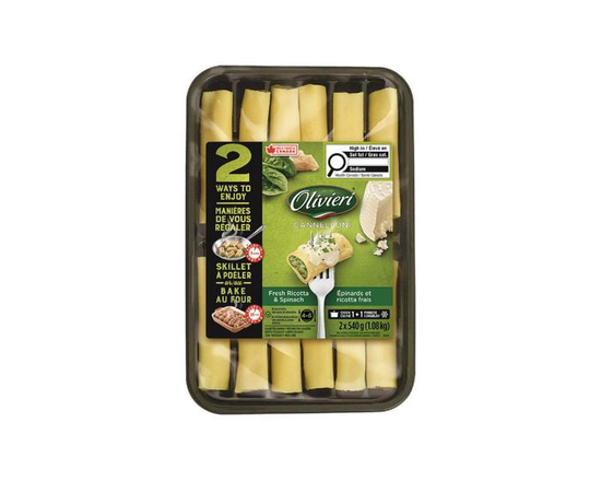Cannelloni aux épinards et ricotta Olivieri 540g