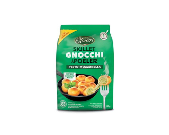 Olivieri Basil Pesto and Italian Mozzarella Skillet Gnocchi