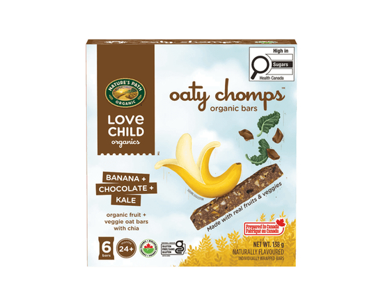 Love Child Organics Oaty Chomps Banana + Chocolate + Kale Snack Bar 138g Box - 138 g