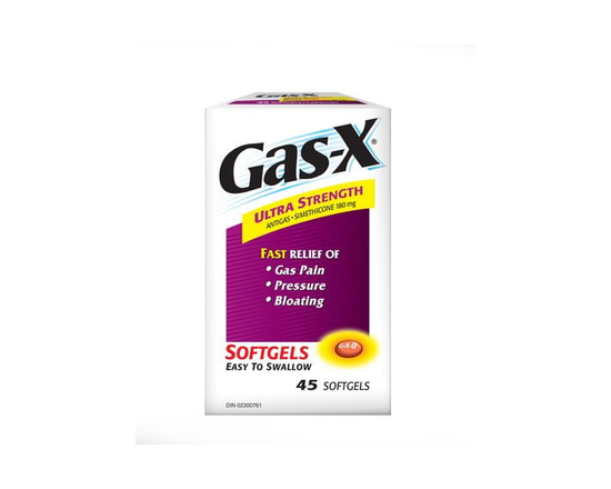 Gas-X Ultra-Strength Softgels for Relief of Gas Pain, Pressure, and Bloating, 180mg, 45-Count