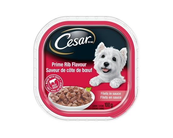 Cesar Filets in Sauce Prime Rib Flavour Soft Wet Dog Food - Single serve;Not Applicable;100g;0-100g