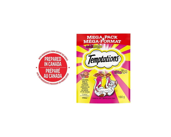 Temptations MixUps Chicken, Beef & Turkey Flavour Soft & Crunchy Cat Treats - Single serve;Small (0-2kg);180g;Not Applicable