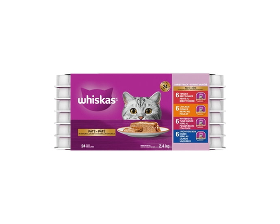 Whiskas Paté Variety Pack Adult Wet Cat Food - Single serve;Not Applicable;24 Pack;300g+