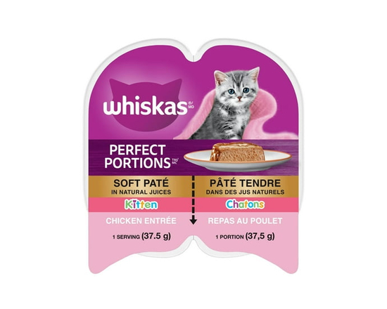 Repas au poulet Perfect Portions de Whiskas pour chatons - Portion individuelle;Sans objet;75;0 à 100 g