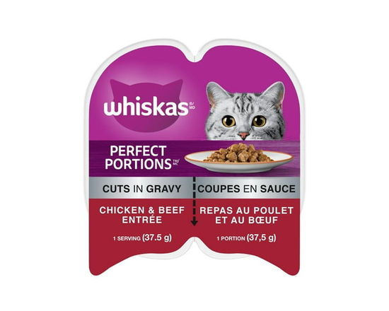 Whiskas Perfect Portions Chicken & Beef Entrée Cuts in Gravy Wet Cat Food - Single serve;Not Applicable;75g;0-100g